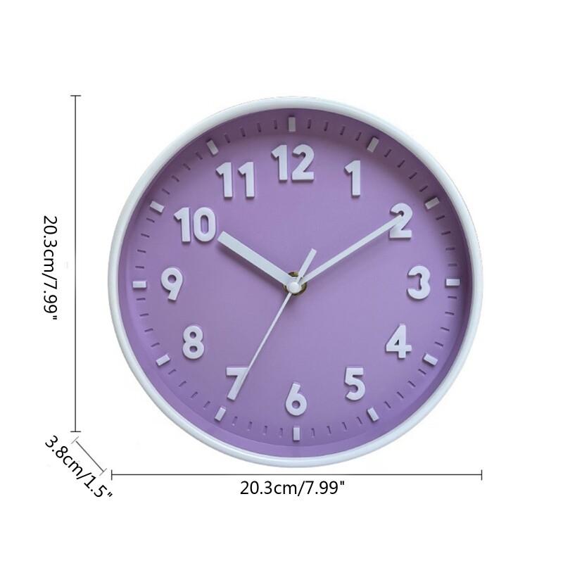 K1MF modernus paprastas sieninis laikrodis 8 colių saldainių spalvos tylus laikrodžiams Ornamentas namams miegamojo bendrabučio svetainė vaikams