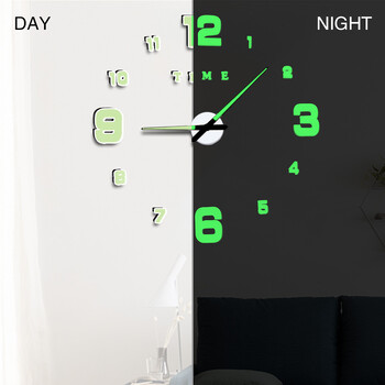 Стенен часовник с модерен дизайн Цифров голям голям 3D Направи си сам домашен декор Светещ Luminova Огледален стикер Моден нов пристигащ кварц