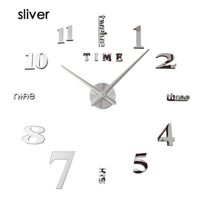 Seinakell Moodne disain Kell Digitaalne Suur Suur 3D DIY Kodukaunistus Helendav Luminova Peegel Kleebis Mood Uus Saabumine Kvarts