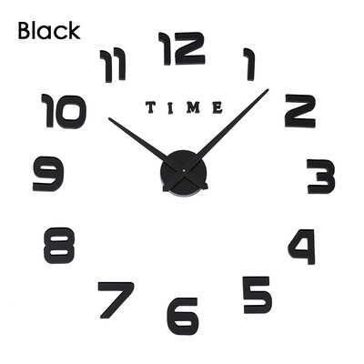 Seinakell Moodne disain Kell Digitaalne Suur Suur 3D DIY Kodukaunistus Helendav Luminova Peegel Kleebis Mood Uus Saabumine Kvarts