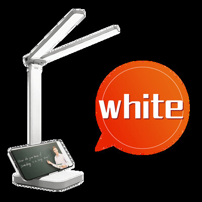 Kahepealine laualamp LED-silmakaitse, sooja valgusega lugemislamp Õppimine laadimise ja pistikupesaga kaheotstarbeline väike lamp