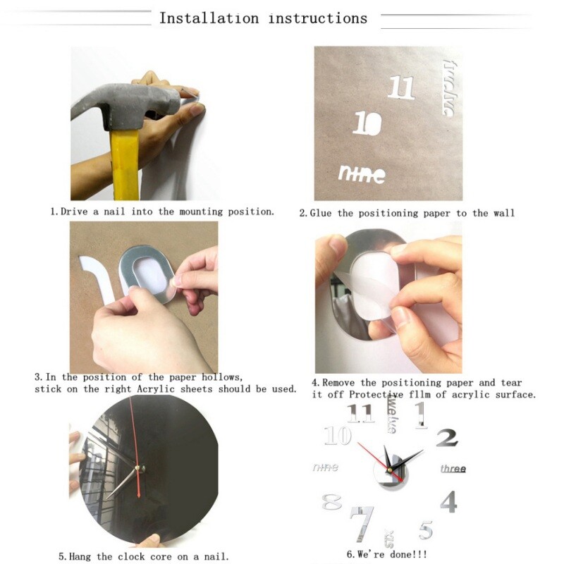 Uradi sam zidni sat Moderan kućni dekor Dizajn velike mačke Ogledalo s rimskim brojevima Moderni kvarcni satovi Satovi za dnevni boravak Naljepnice