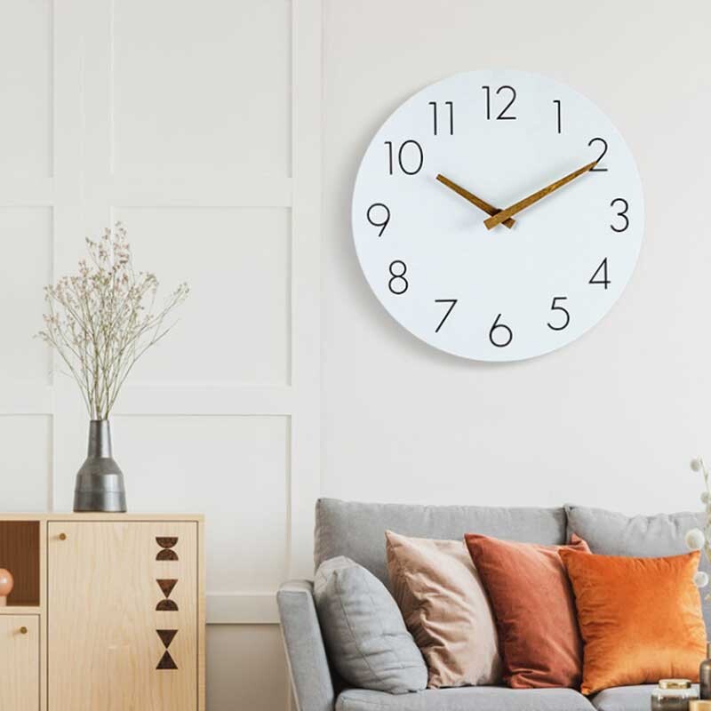 12-tolline lihtne puidust moodne seinakell Dekoratiivne seinale paigaldatav elektrooniline kell Kodu vaikne lihtne kell