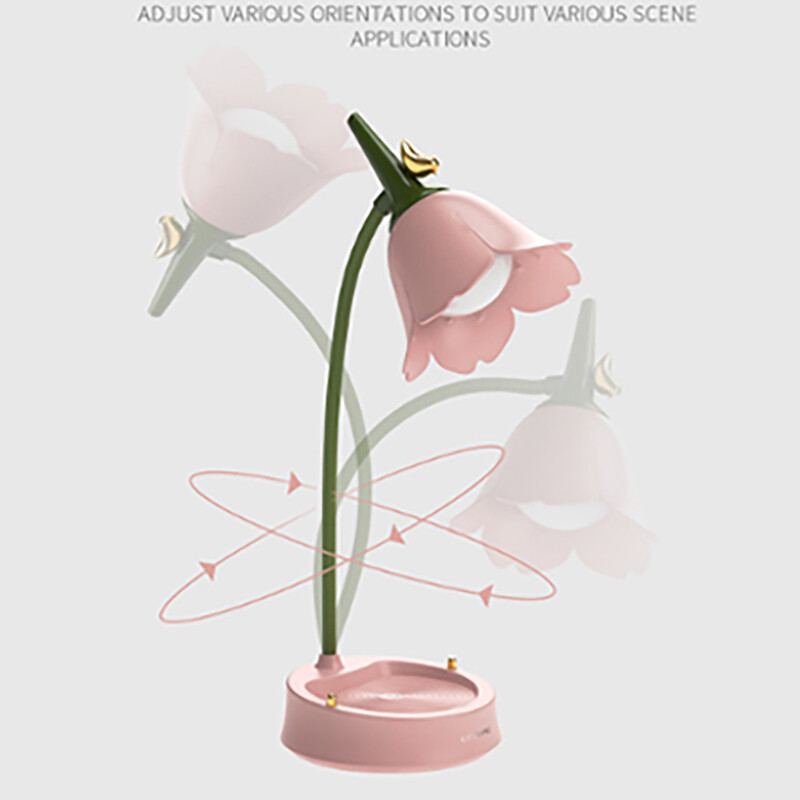 Lampă de birou cu LED-uri cu flori Iluminarea camerei pentru dormitor pentru studenți Lampă de lectură tactilă Protecția ochilor Lampă multifuncțională Lumină de masă
