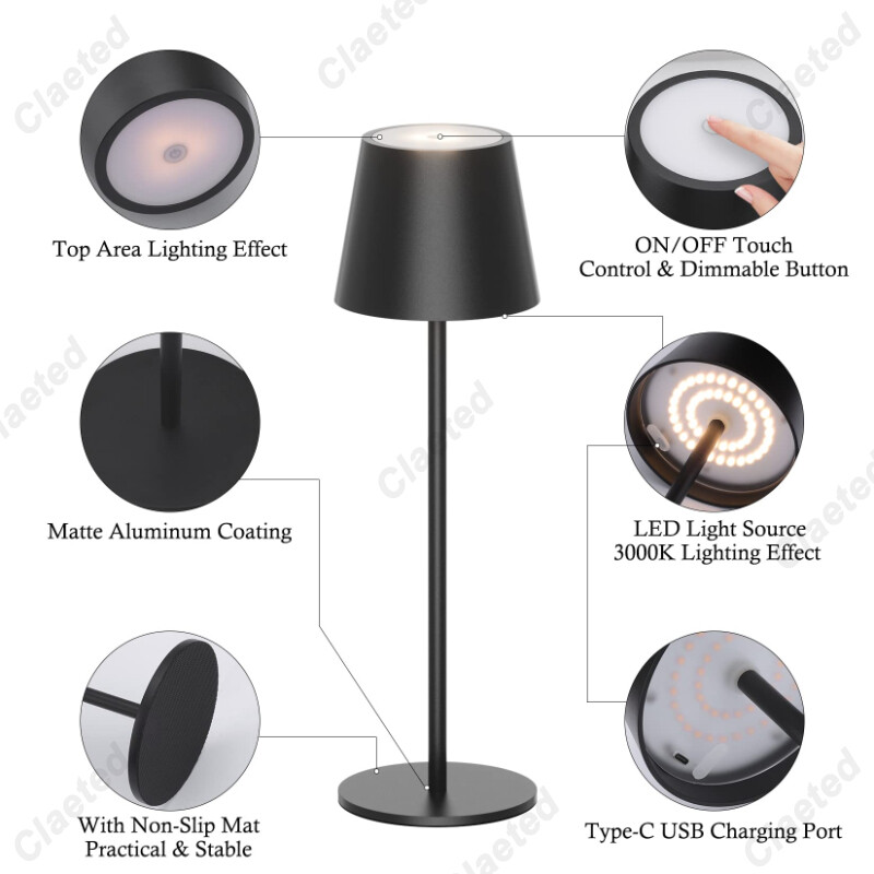 Ασύρματο επιτραπέζιο φωτιστικό για υπνοδωμάτιο Επαναφορτιζόμενη ασύρματη λάμπα αφής Camping Candle Creative Lamp Επαναφορτιζόμενη λάμπα γραφείου καφέ μπαρ