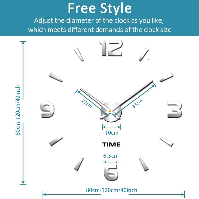 3D isetegemise raamita suured seinakellad elutoa sisekujunduseks Moodsad eriti suured seinakellad Koduköögi kleebised magamistoas siseruumides