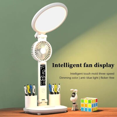 LED ventilator svjetlo sat stolno svjetlo USB punjenje prigušivo stolno svjetlo stolno svjetlo utikač sklopiva zaštita za oči noćno svjetlo za čitanje