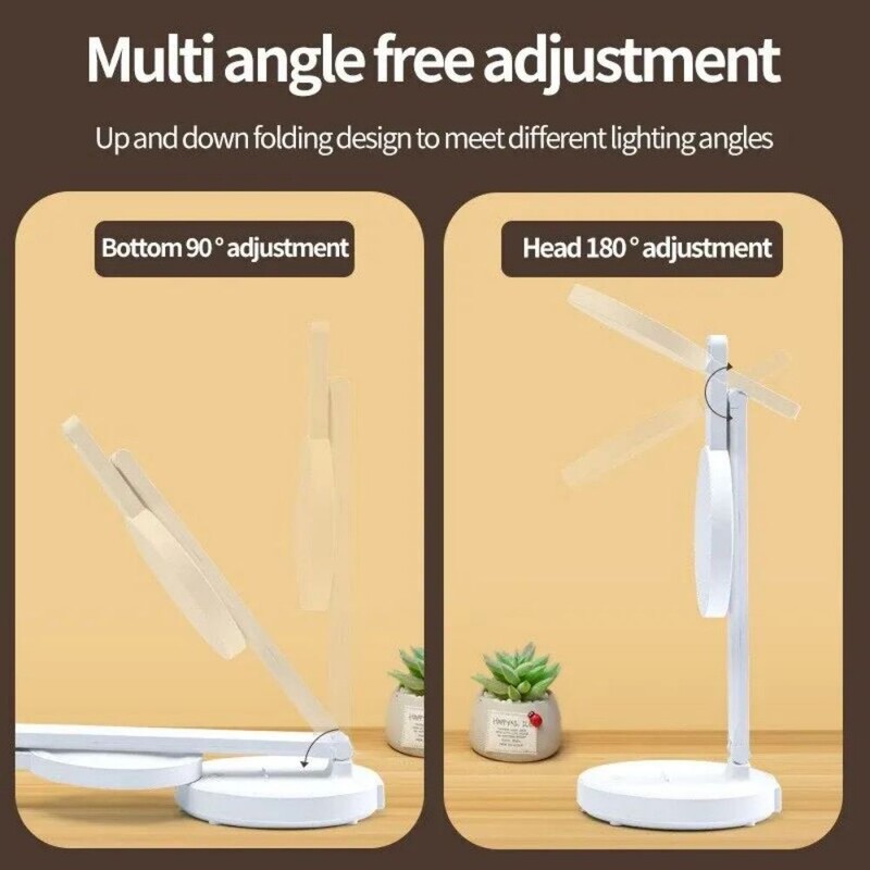 LED ventilaator valgus kell lauavalgusti USB laadimine hämardatav lauavalgusti lauavalgusti pistik kokkuklapitav silmade kaitse lugemis öövalgusti