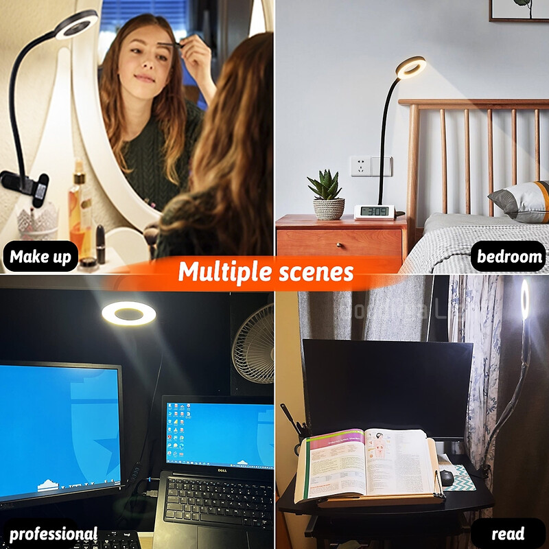 Ere USB-toitega painduv klambriga lamp, seisuvalgustus, laste laud, lugemiseks mõeldud LED laualambid, töö, kontor, sülearvuti, valgusti