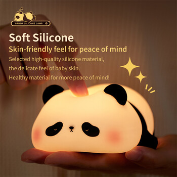 Нощна Led настолна лампа Toddler Kids Bedroom Night Light Squishy Cute Panda USB Rechargeable Mood Light Готини подаръци Декорация на детска стая