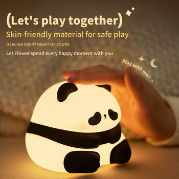 Нощна Led настолна лампа Toddler Kids Bedroom Night Light Squishy Cute Panda USB Rechargeable Mood Light Готини подаръци Декорация на детска стая