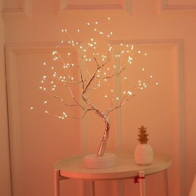 Fairy Tree galda lampas akumulators/USB vara vads 108 LED Fire Dekoratīvais rakstāmgalds Nakts gaisma Mājas Guļamistabas Dāvanas Ziemassvētku dekors