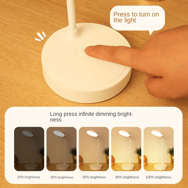 Lampă de birou cu LED, protecție ochilor, lampă de masă cu 3 moduri de reglare a luminii pentru dormitor, lampă de lectură pentru cărți pentru studenți, încărcare prin USB, 2024