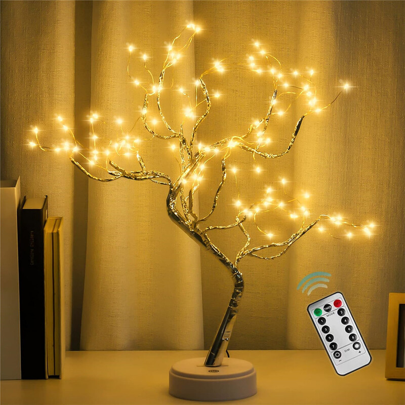 Tree LED Light USB laualamp Reguleeritav puutelüliti DIY Kunstlik jõulupuu haldja öövalgusti kodu jõulukaunistuseks