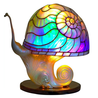 Vintažinio vitražo grybų stalo lempų augalų serija sraigių aštuonkojis Creative Spalvinga miegamojo lovos gėlė Retro naktinė lemputė