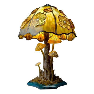 Vintažinio vitražo grybų stalo lempų augalų serija sraigių aštuonkojis Creative Spalvinga miegamojo lovos gėlė Retro naktinė lemputė