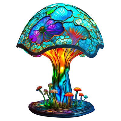 Vintažinio vitražo grybų stalo lempų augalų serija sraigių aštuonkojis Creative Spalvinga miegamojo lovos gėlė Retro naktinė lemputė
