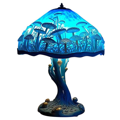 Vintažinio vitražo grybų stalo lempų augalų serija sraigių aštuonkojis Creative Spalvinga miegamojo lovos gėlė Retro naktinė lemputė