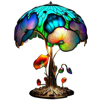Vintažinio vitražo grybų stalo lempų augalų serija sraigių aštuonkojis Creative Spalvinga miegamojo lovos gėlė Retro naktinė lemputė