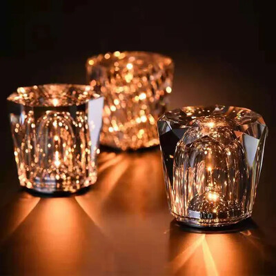 Lampă de cristal USB diamant LED reîncărcabilă restaurant bar lampă de masă dormitor noptiera decorare atmosferă lumină de masă