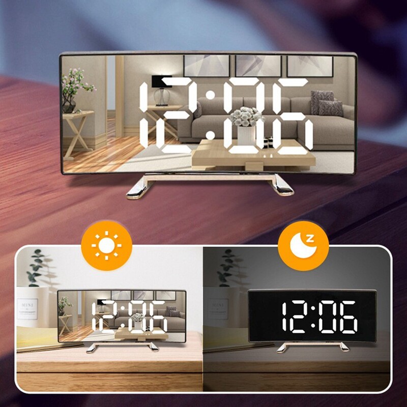 Loominguline kumer elektrooniline kell, suure LED-ekraaniga pistikpatarei, kaheotstarbeline peegliga äratuskell, spetsiaalne õpilase magamistuba