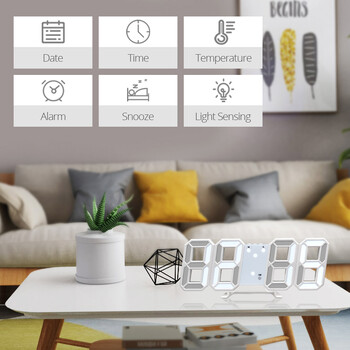 Цифров настолен часовник Настолен стенен LED светлинен будилник INS Цифров античен стил 3d стенен часовник с подсветка Домашен декор