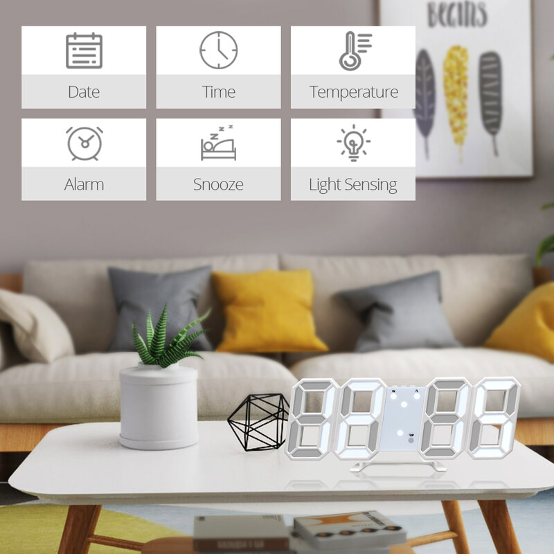 Skaitmeninis stalinis laikrodis stalinis sieninis LED šviesos žadintuvas INS Skaitmeninis senovinio stiliaus 3d sieninis laikrodis su namų apšvietimu