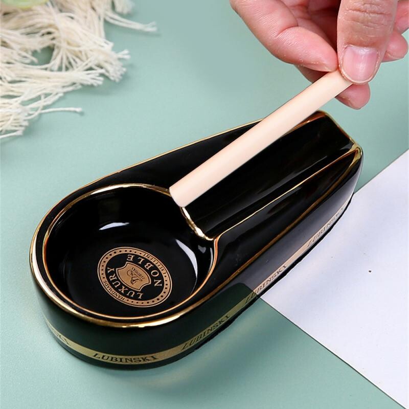 Klassikaline keraamiline libisemisvastane tasku sigareti sigareti tuhatoosi alus, ühe sigarihoidja loomingulised tarvikud