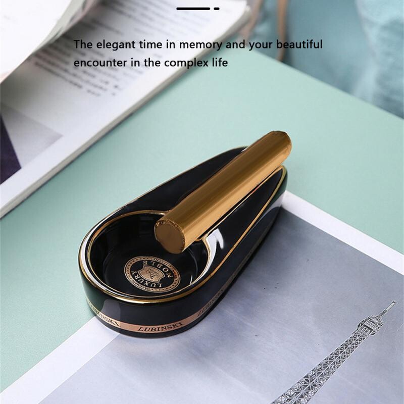 Klassikaline keraamiline libisemisvastane tasku sigareti sigareti tuhatoosi alus, ühe sigarihoidja loomingulised tarvikud