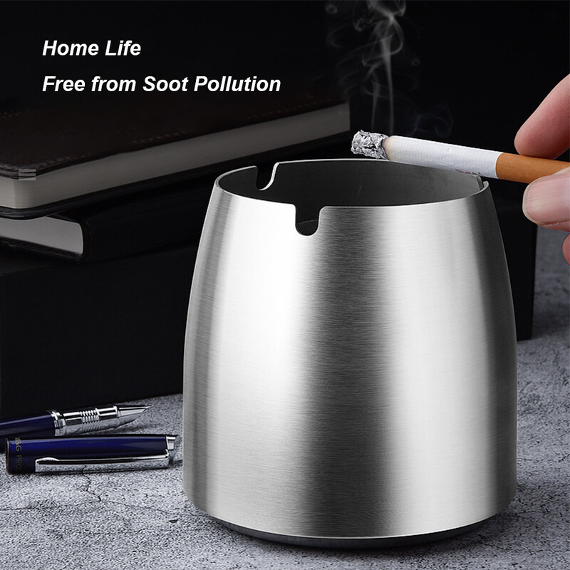 Scrumieră de masă din oțel inoxidabil, rezistentă la vânt, cu capac, găleată, cenușă fără miros pentru casă/birou/blat de masă/terasă/balcon