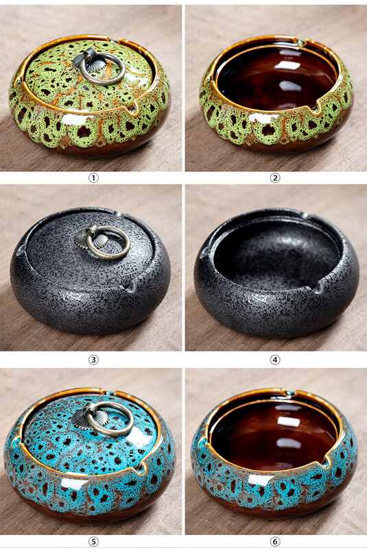 Scrumieră rotundă din ceramică pentru sufragerie Anti cenuşă zburătoare cu capac Scrumieră pentru trabucuri Accesorii pentru decorarea casei Trimite un cadou iubitului