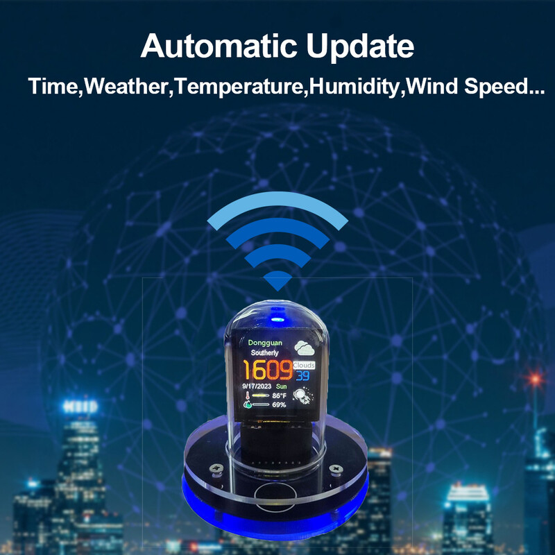 Nixie torukell Smart Wifi Glow Diy torukellad küberpunki stiilis digitaalne lauakell Visuaalne ekraan Vahetatav automaatvärskendus