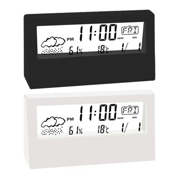 Ψηφιακό ξυπνητήρι Thermo-Hygrometer Creative Weather Temperature Calendar Οθόνη LED Ηλεκτρονικό Ξυπνητήρι