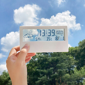 Ψηφιακό ξυπνητήρι Thermo-Hygrometer Creative Weather Temperature Calendar Οθόνη LED Ηλεκτρονικό Ξυπνητήρι