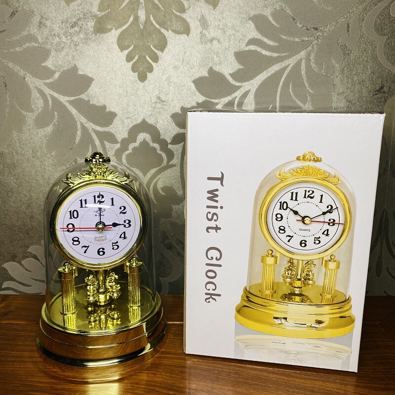 Ceas de masă auriu de lux Ceasuri de birou silențioase Ceasuri de birou Ceas antic Ceas de noptieră vintage Dormitor Camera de zi Ornamente rotative