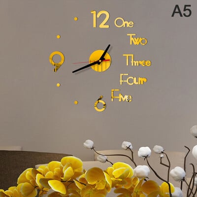 2022 Ceas de perete modern 3D de dimensiuni mari, autocolant cu oglindă, bricolaj, decor de locuit scurt, ceas de perete pentru cameră de ședințe, ceas digital acrilic tăcut