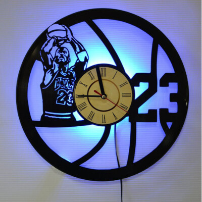 Krepšinio sieninis laikrodis LED nuotolinio valdymo pultas Krepšinio grotuvo vinilo sieninis laikrodis Dunk Krepšinio namų dekoravimo dovana