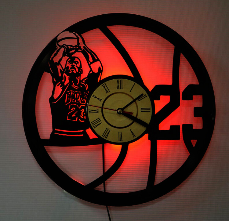 Krepšinio sieninis laikrodis LED nuotolinio valdymo pultas Krepšinio grotuvo vinilo sieninis laikrodis Dunk Krepšinio namų dekoravimo dovana