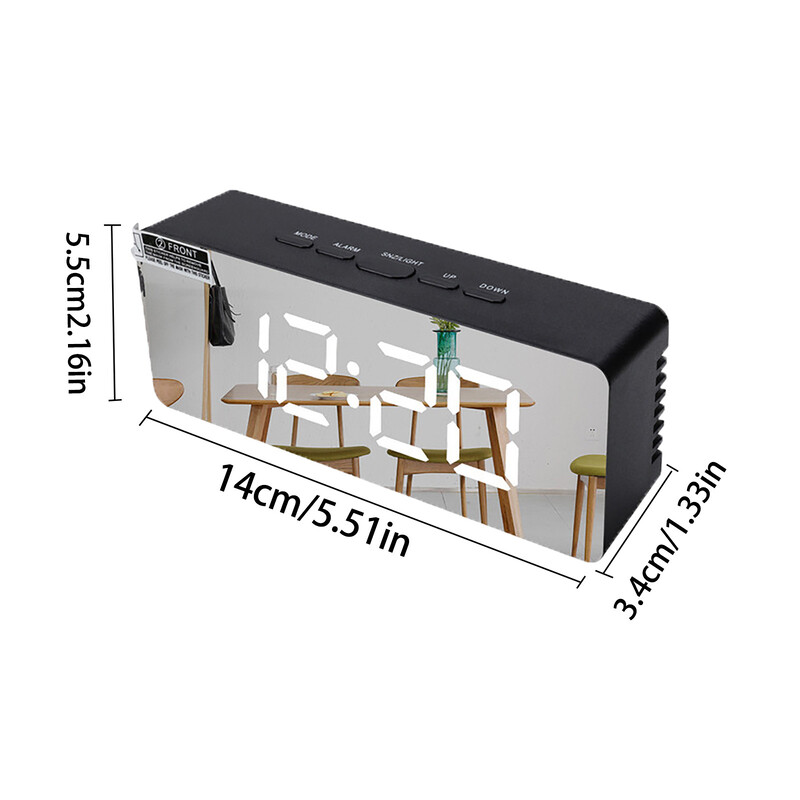 LED skaitmeninis laikrodis miegamojo veidrodžio signalizacija Naujas ekranas Naktinis ekranas- Temperatūra