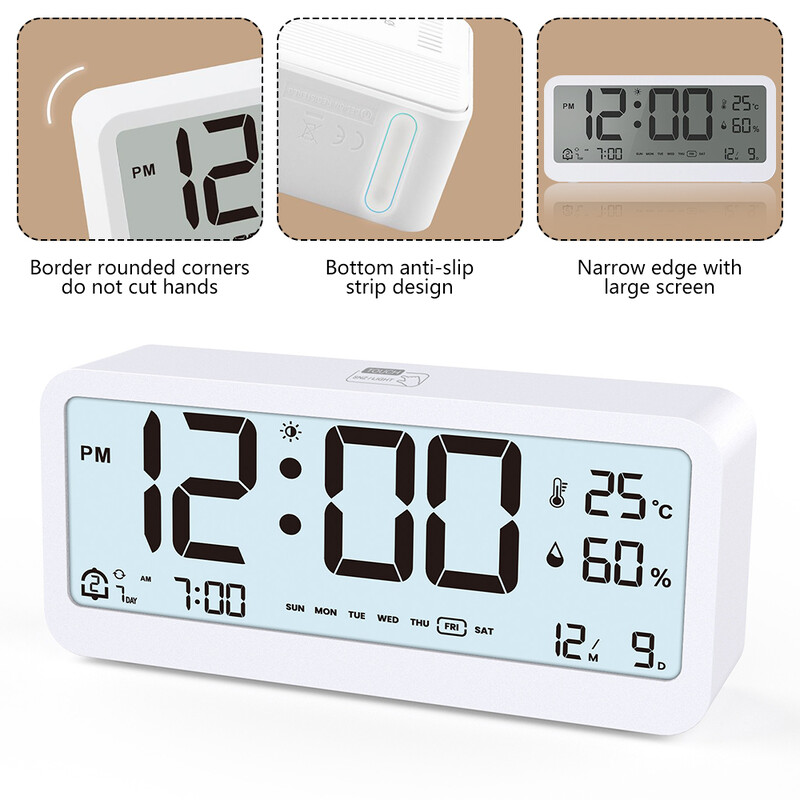 LCD Smart äratuskell Digitaalne ekraan Elektrooniline äratuskell Temperatuur Niiskus Kalender Kuva töölauakell Magamistoa jaoks