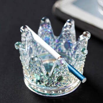 Crystal Crown Пепелник Свещник Светлина Луксозна ниша Висококачествен пепелник Премиум комплект за пушене Може да се използва като свещник