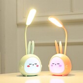 USB LED stalinė lempa Triušio šviesa Miela animacinių filmų lempa USB įkraunama LED skaitymo lemputė Akių apsauga Spalvinga naktinė lemputė Nauja