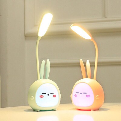 Lampă de birou LED USB Lumină iepure Lampă drăguță de desene animate Lumină de lectură cu LED reîncărcabilă prin USB Protecția ochilor Lumină de noapte colorată Nou