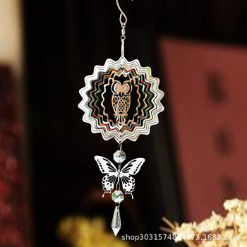 3D Kinetic Wind Spinner Κρεμαστό Crystal Light Catcher Wind Chime Γυάλινο κρεμαστό καθρέφτη αποτρεπτικό Διακόσμηση αυλής κήπου