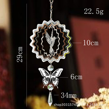 3D Kinetic Wind Spinner Висящ Crystal Light Catcher Wind Chime Стъклена висулка Огледало Възпиращ градински двор Декорация