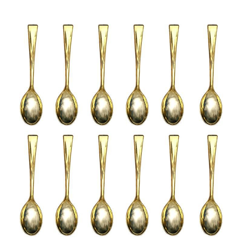 PS Pudingo šaukštas, vienkartinis auksinis galvanizuotas auksas, maža šaukšto šakutė, plastikinė vakarėlio banketų švediškas stalas