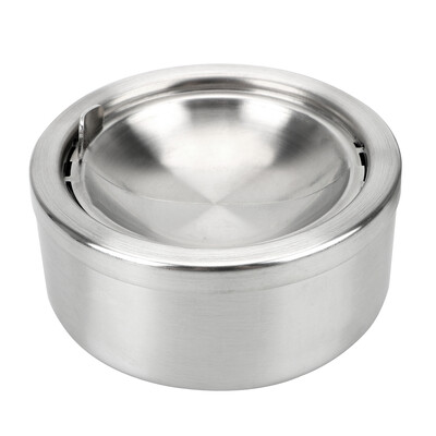 Oțel inoxidabil Cu capac Carcasă de depozitare cenușă Accesorii pentru fumat Scrumieră rotundă rezistentă la vânt