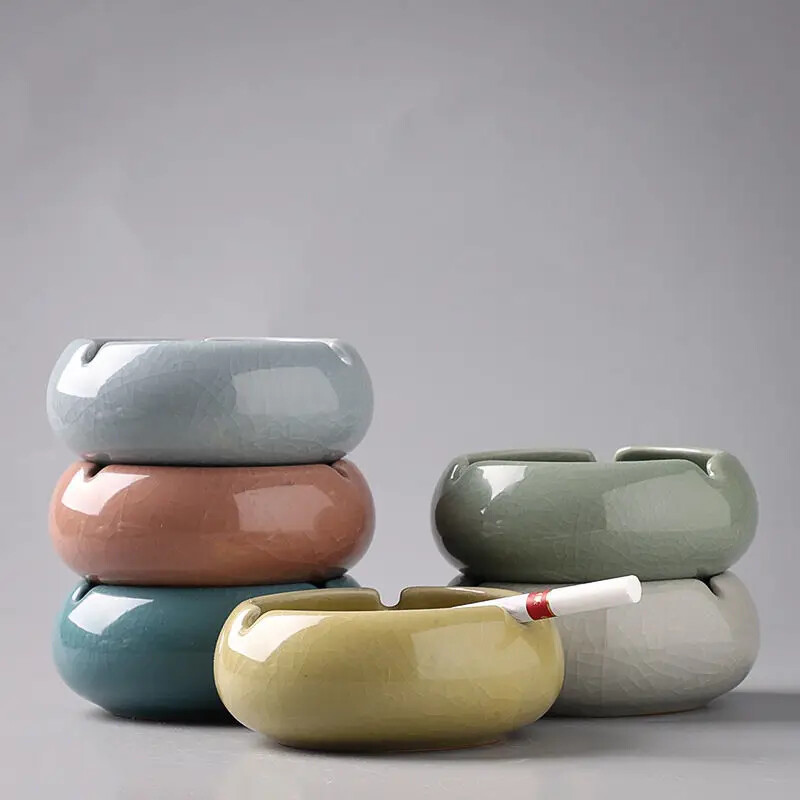 Ge Kiln Ice Crack Κεραμικό Τασάκι Creative Retro Anti-fly Ash Τασάκι Σαλόνι Επιφάνεια εργασίας Απλό Τασάκι Γραφείου Διακόσμηση σπιτιού