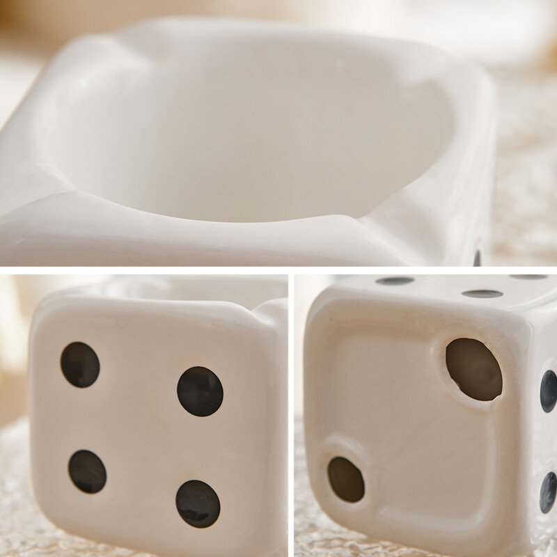 Procelain täringutega tuhatoos Moodne kodu Elutoa sisustus Kontori nõupidamisteruum Töölaua ornament Suitsetamistarvikud Tuhaalus Kingitus