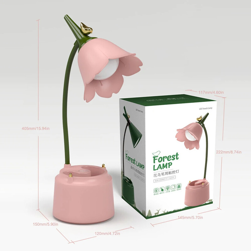 Fată, inimă, floare, pasăre, atingere, lampă de masă cu reglaj pe trei niveluri, lampă de lectură pentru copii, cu LED de încărcare, lampă de noptieră pentru căminul studenților